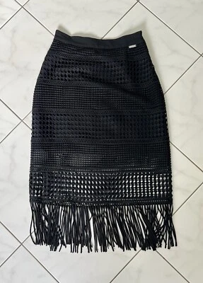 Schöner GUESS Damen Rock mit Fransen schwarz Gr. S - Bild 1 von 3