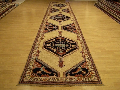 3.5 x 15 HIGH QUALITY HANDMADE Veggie Dyed  Wool Afghan Caucasian Sarab Runner - Image 1 of 4