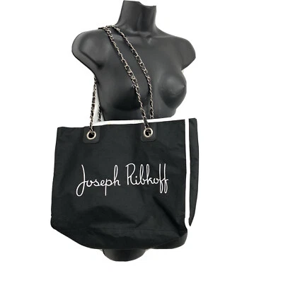 Joseph Ribkoff черный холст цепочка ремень сумка с короткими ручками вышитый нести все - Изображение 1 из 4