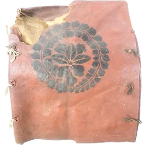 Japanese Antique Edo Genuine Leather Cover With Family Crest For YOROIBITSU H18" - Picture 1 of 18