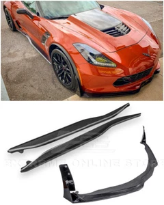 Z06 Stage 3 CARBON FIBER Front Lip Winglets & Side Skirts For 14-19 Corvette C7 - Picture 1 of 12