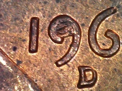 1960 D Lincoln Memorial Cent Filled in Date Die Chip Error AU - Image 1 of 4