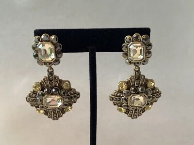 AUTÊNTICO SINAL HEIDI DAUS HEMATITA, CRISTAL AMARELO CLARO DECO OMEGA BRINCOS NR - Imagem 1 de 4