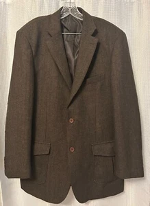 Ferrecci Designed in Italy Mens Brown Wool Blend Sports Coat Elbow Patches 46L - Picture 1 of 10