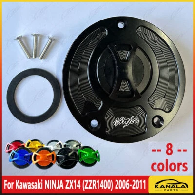 CNC Gas Oil Tank Cover Fuel Tank Cap For Kawasaki NINJA ZX14 (ZZR1400) 2006-2011 - Imagem 1 de 4