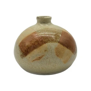 Studio Pottery 4" Round Vase With sandstone & Rust Colors KS - Picture 1 of 4