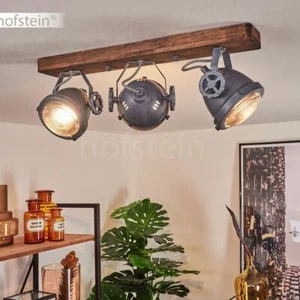 Drehbare Wohn Schlaf Zimmer Leuchte Decken Lampe Vintage Flur Strahler Holz/grau - Bild 1 von 10