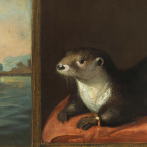 Besinnlicher Otter Ölgemälde III Kunstdruck - 12 x 18 cm - Bild 1 von 1