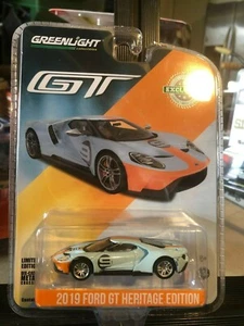1/64 GREENLIGHT 2019 FORD GT #9 HERITAGE EDITION BLUE AND ORANGE - Picture 1 of 2