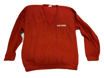 复古 80 年代 Corvette 羽绒毛衣 V 领男式大号人造丝/丙烯酸树脂 — 第 1/4 张图片