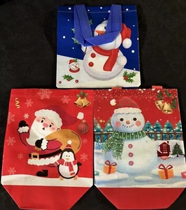 3pc Tote Small Xmas Christmas Carrier Bags Gift Bags. 9.5x8.5x4x4. 3 Scenes. NEW - Picture 1 of 6