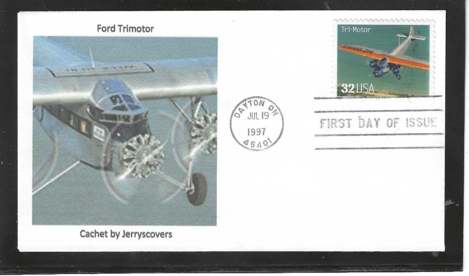 FORD TRIMOTOR AIRPLANE FDC 1997 DAYTON, OHIO JERRY'S COVERS ONLY 1 MADE - Image 1 of 1