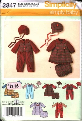 2347 Vintage Simplicity Sewing Pattern Infant Rompers Dress Panties Hat UNCUT - Image 1 of 2