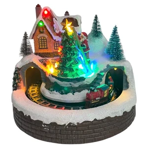 Lighted Animated Moving Train Christmas Village Table Accent Colorful LED Lights - Picture 1 of 6