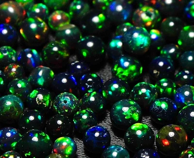 AAA Ethiopian Opal Balls Natural Black Loose Ethiopian Opal Gemstone For Jewelry - Image 1 of 4