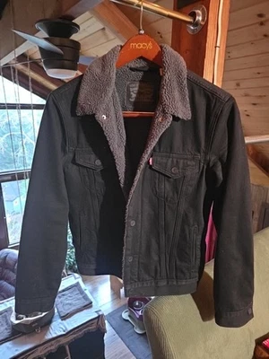 Chaqueta de camionero Sherpa para mujer Levi's perla ennegrecida con forro gris XS Foto 1 de 4