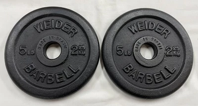 Placas de peso con barra Weider de 5 lb, hechas en Brasil, agujero estándar de 1", x 2 = 10 lb Foto 1 de 4