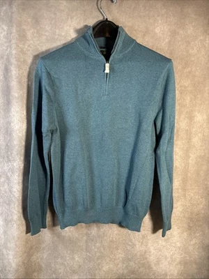 Mens J.Crew Sweater Cotton Cashmere Blend Lg NWT 1/4 Zip HTHR Nordic Blue - Image 1 of 4
