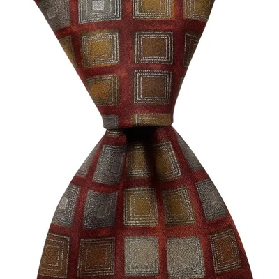 Corbata de seda para hombre ERMENEGILDO ZEGNA ITALIA de lujo geométrica borgoña/multi nueva con etiquetas Foto 1 de 3