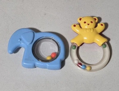 Juego De 2 Juguetes De Dentición De Colección Para Bebés Elefante Oso Fisher Price Foto 1 de 4