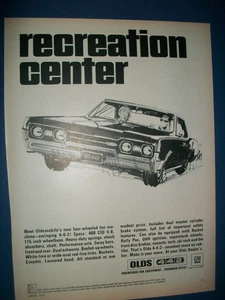 1967 Old Oldsmobile 4-4-2 442 mid-size-mag car ad -"recreation center" - Picture 1 of 1