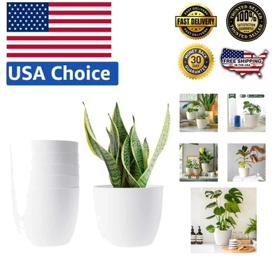 Современные 6-дюймовые самополивающиеся горшки для растений - идеально подходят для всех комнатных растений и суккулентов - Изображение 1 из 4