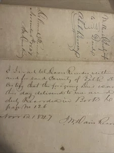 Escritura de 1847 William Ahab Bowen de “The Bowen House” pionero colono y terrateniente - Imagen 1 de 8