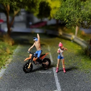 1/64 Scale Diorama Figure Set Freestyle Motorbike Riders Miniature Scene Model - Picture 1 of 3