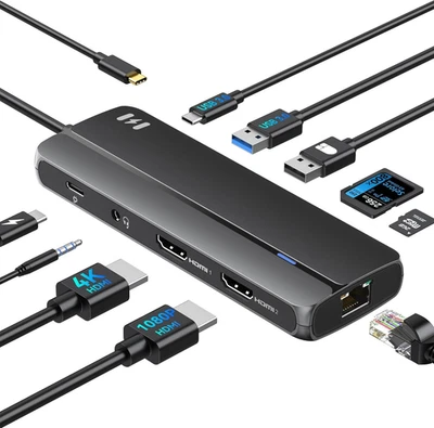 Docking Station Dual HDMI Splitter USB 3.0 A/C 10 in 1  - Image 1 of 4