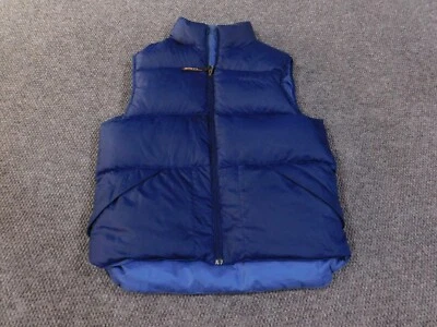 LL Bean Vest Mens small Blue Puffer vest outdoors zip reversible Goose Down - Image 1 of 4