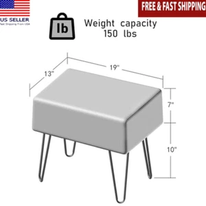 Super Soft Faux Fur Ottoman Bench Living Room Foot Rest Entryway Makeup Stool US - Picture 1 of 5