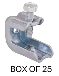 Box of 25 Arlington BC25 Beam Clamp 1″ Plated Steel 1/4–20 Screw - Bild 1 von 1
