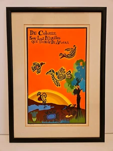 Rare Framed Print - Los Pajarillos by Amado M. Peña, Jr., 1974 Signed - Picture 1 of 6