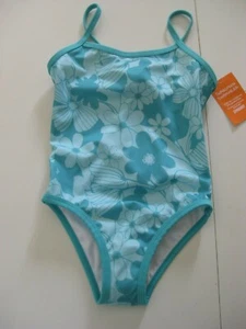 NWT GYMBOREE Toddler Girl Swimsuit One Piece Turquoise Teal Floral Size 7-8 M - Picture 1 of 4