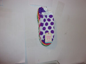 NEW GIRL'S FADED GLORY 6-PAC OF NO SHOW ANKLE WHITE SOCKS COLORED DOT DESIGN