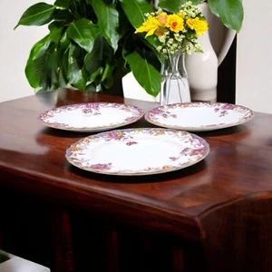 3 Spode's Copeland Irene Bread Plates England Pink Lavender - Picture 1 of 6