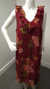 Vintage Womens Mary McFadden Plus 16 Red Floral Shift Dress cottagecore Spring - Picture 1 of 6