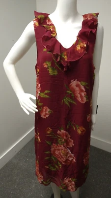 Vestido recto floral rojo Mary McFadden Plus 16 vintage para mujer cottagecore primavera Foto 1 de 4