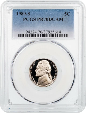 1989-S Jefferson Nickels PCGS PR70 DCAM Cover