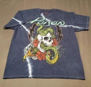 Poison Skull & Snake Blue Tie Dye Rock T-Shirt L - Picture 1 of 8