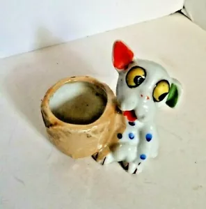 Vintage Ceramic Match Stick Toothpick Holder Funny Faced Dog Japan - Picture 1 of 3