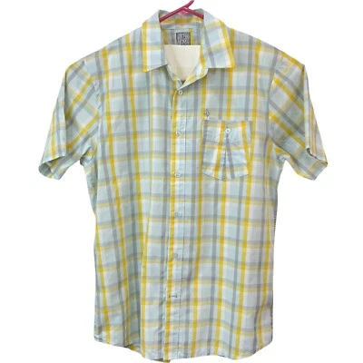 Volcom Shirt Mens Sz S Yellow Plaid Crash Course Short Sleeve Button Up Nwt $45 - Image 1 of 4