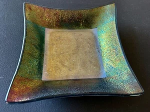 Art Glass Artist Signed Vintage Dish Amazing Color Reflective Exct Condition - Picture 1 of 8
