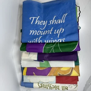 Lot Of 7 Vintage Religious Garden Flags Christ Jesus Lord Holiday Church READ - Picture 1 of 10