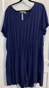 Old Navy Women's Jumper/Romper Shorts Plus Size XXL Pockets Navy Blue Wrap Back - Picture 1 of 13