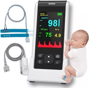 Portable Baby & Adult Pulse Oximeter with Alarm & 8-Hour Continuous Monitoring - Picture 1 of 11