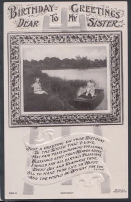 Embossed Greetings Postcard - Birthday Greetings Dear To My Sister   T3197 - Image 1 of 2