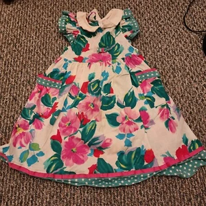 Jayne Avery Inc. Boston Sz 4T Girls Floral Collar Shirt Sleeve Dress - Picture 1 of 4