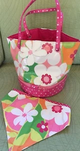 EUC! MÄDCHEN GYMBORE ROSA MEHRFARBIG BLUMEN HANDTASCHE/TRAGETASCHE & KERCHIEF - Bild 1 von 6