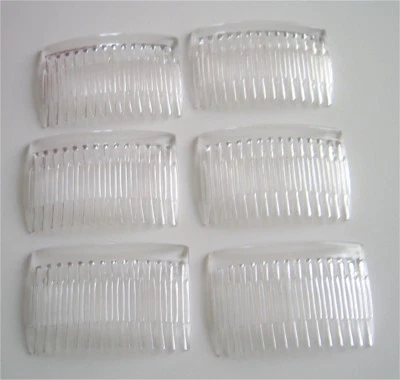6 Clear Plastic Hair Combs Wedding Bridal Supplies DIY Accessory Veil Crafts  - Image 1 of 2